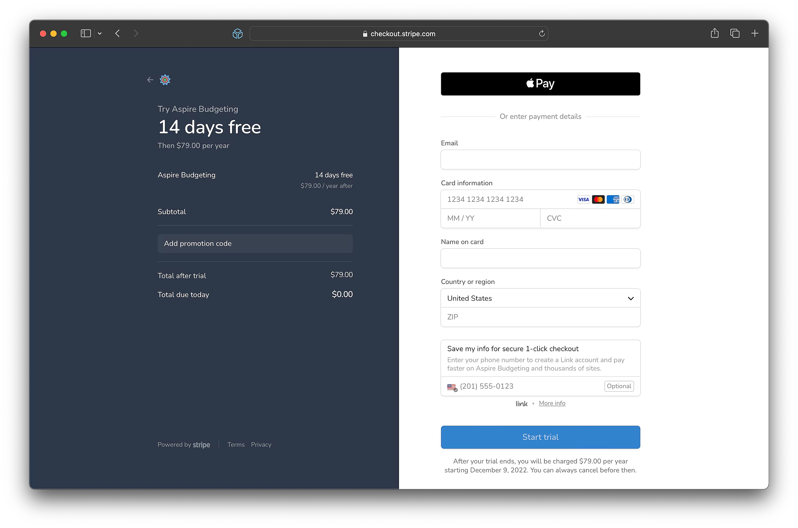 Stripe Checkout Page